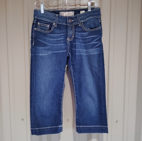 Women's BKE Cropped Denim Blue Jeans Sequins Sparkly Size 27 - Picture 1 of 6